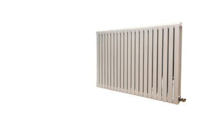Modern white heating radiator providing warmth isolated on transparent background, perfect for home interior design and renovation projects