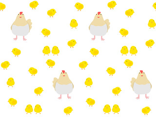 ニワトリのシームレスパターン　C-1'