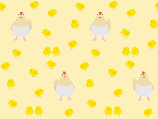 ニワトリのシームレスパターン　C-3'
