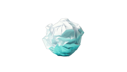 Crumpled paper ball, light teal gradient