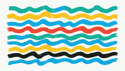 Bold Colorful Wavy Brush Strokes Abstract Art Design
