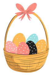 Adorable Easter Basket Filled with Colorful Eggs