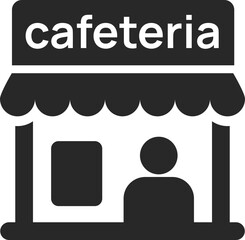 School cafeteria building with vendor inside, solid icon vector.