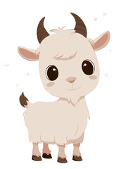 Obraz premium Adorable Cartoon Goat Illustration Cute Fluffy Goat Vector Graphic