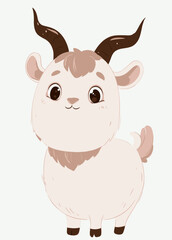 Fototapeta premium Adorable Cartoon Goat Illustration Flat Vector Design