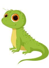 Adorable Cartoon Green Lizard Illustration Perfect for Children's Books, Cards, and More