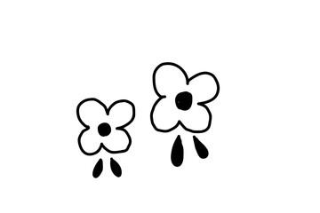 北欧風の手描き花イラスト　黒