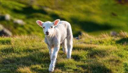 Endearing Springtime Lamb Frolicking in County Louth, Ireland, Captured in a Heartwarming Moment of Joy and Serenity amidst the Emerald Pastures.
