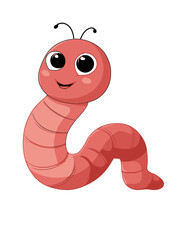 Fototapeta premium Adorable Cartoon Worm Illustration Perfect for Children's Books and Projects