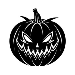 Spooky jack o lantern illustration vector design in black and white for halloween decorations