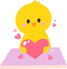 Chick Holding a Heart – Adorable Love Sticker