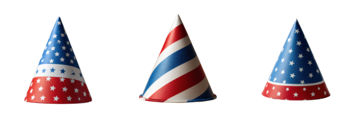 Festive Party Hats for National Celebrations Isolated on a Transparent Background