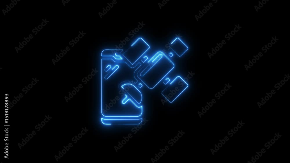 Poster abstract neon style illustration of a satellite system transmitting signal data