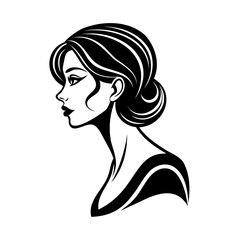 Elegant silhouette of a beautiful woman profile with updo hairstyle in vector style