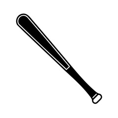 Simple black and white baseball bat icon isolated against a clean white background
