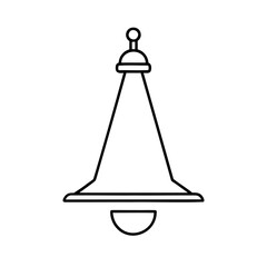 Simple outline illustration of an outdoor lamp with black lines for architectural designs