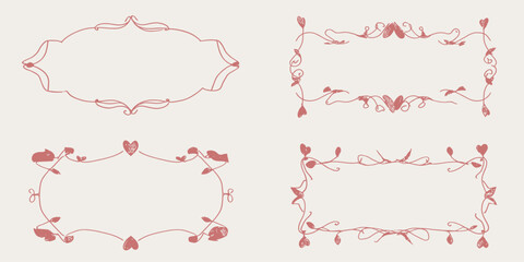 Elegant Hand-Drawn Floral Frames for Design Projects