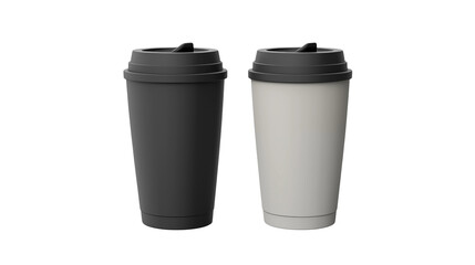 Reusable Coffee Cups, Black & Grey, on transparent background