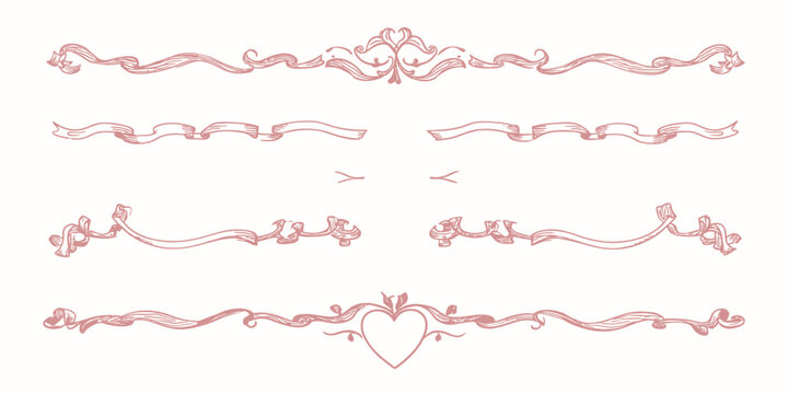 Hand-Drawn Vector Frames Elegant Flourishes and Ribbons for Design