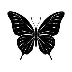 Elegant black butterfly silhouette vector illustration on white background for creative designs