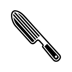 Minimalist black and white kitchen knife icon for culinary design and food illustrations