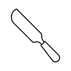 Minimalist black and white outline illustration of a spatula cooking kitchen utensil