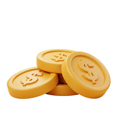 Stack of Golden Dollar Coins with Embossed Dollar Sign, Financial Wealth