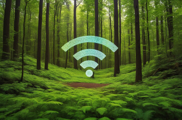 WiFi Signal Presence in Lush. Generative AI.