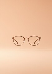 Minimalist eyeglasses on beige background