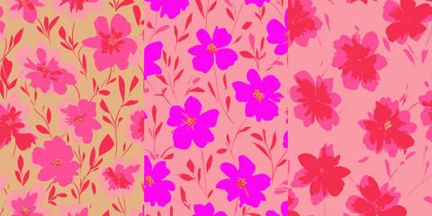 Vibrant Hand-Drawn Floral Background Seamless Pattern Designs