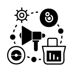 Obraz premium Conceptual illustration of marketing communication strategy and promotion for business success