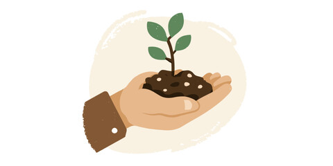 Nurturing New Life Hands Gently Holding a Young Seedling and Soil
