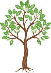 Flourishing Tree: A vibrant illustration of a healthy tree with lush green leaves and a sturdy brown trunk, symbolizing growth, life, and the environment. 
