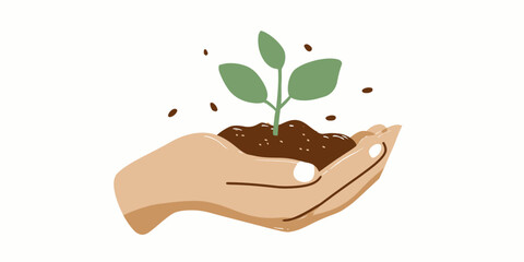 Nurturing New Growth Hands Holding Seedling and Soil