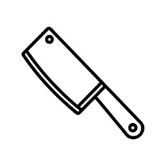 Simple outlined butcher knife cleaver vector illustration isolated on white background