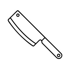 Vector illustration of a simple outline style butcher knife on a white background