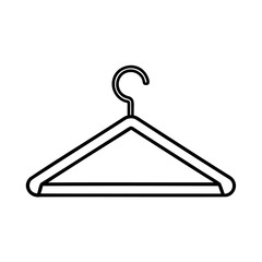 Simple outline drawing of a clothing hanger for apparel fashion and laundry concepts