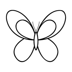 Simple black and white butterfly silhouette suitable for coloring pages and graphic designs