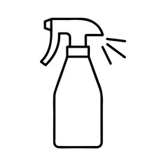 Simple black outline spray bottle icon for cleaning and sanitization purposes