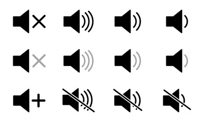 Volume icons set, Flat volume vector icons illustration, Audio control icons set.
