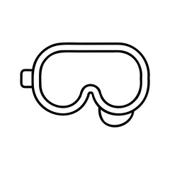 Simple black outline drawing of goggles suitable for diving or swimming activities