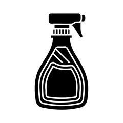 Black and white silhouette of a cleaning spray bottle for household hygiene and sanitation