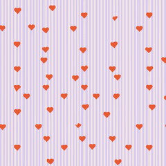 Lovely Seamless Pattern with Red Hearts and Stripes Perfect for Valentine's Day or Romantic Designs