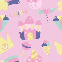 avatar Seamless pattern with unicorns