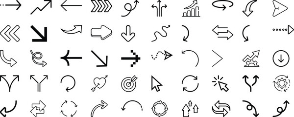 Collection of various arrow icons and symbols vector illustration