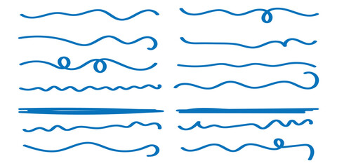 Obraz premium pen marker scribble line set.