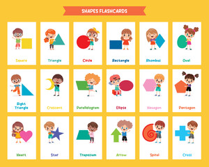 Flashcards With Children Holding Shapes