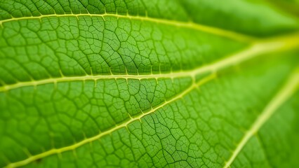 Extreme Close-Up of Delicate Veins in a Leaf Showcasing Intricate Patterns and Textures