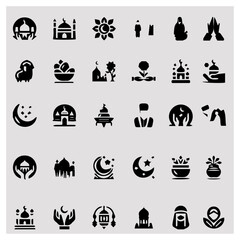 Obraz premium diverse-islamic-eid-icons-vector-1