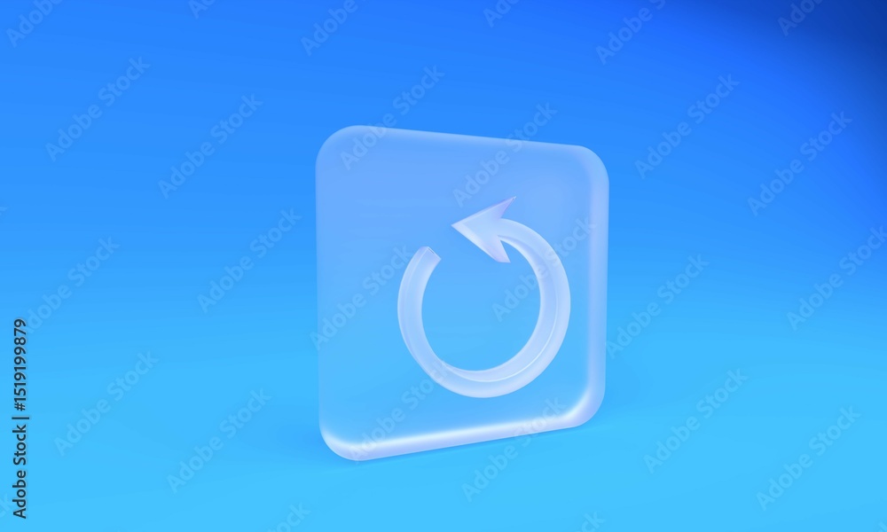 Aufkleber frosted glass refresh icon isolated on blue background. reload symbol. rotation arrow in a circle si